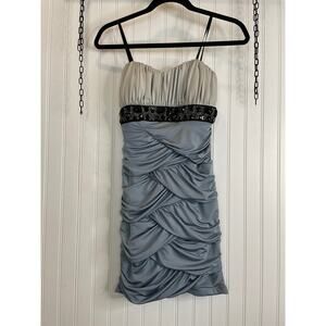 City Triangle Mini Bodycon Dress Y2K Ruched Cocktail Party Holiday Size M